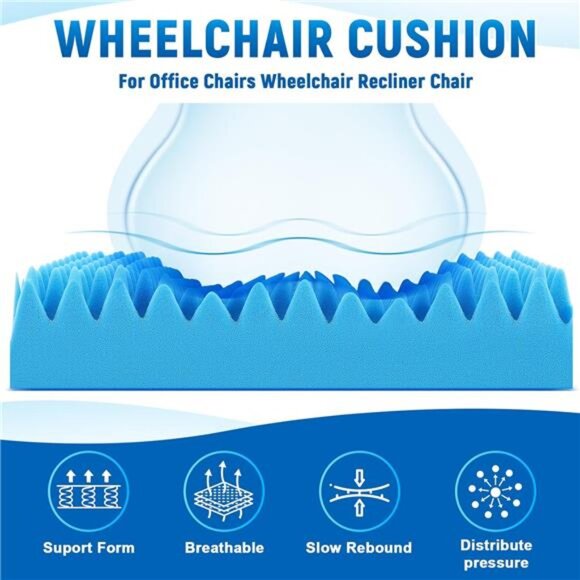 Foam Seat Cushion Chair Pad Back Support Office Car Wheelchair Recliner Comfort - Picture 3 of 7